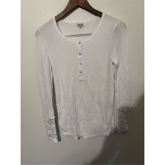NWOT Splendid Women's Small White Long Sleeve Shirt Top 1/4 Buttoned - Picture 1 of 5